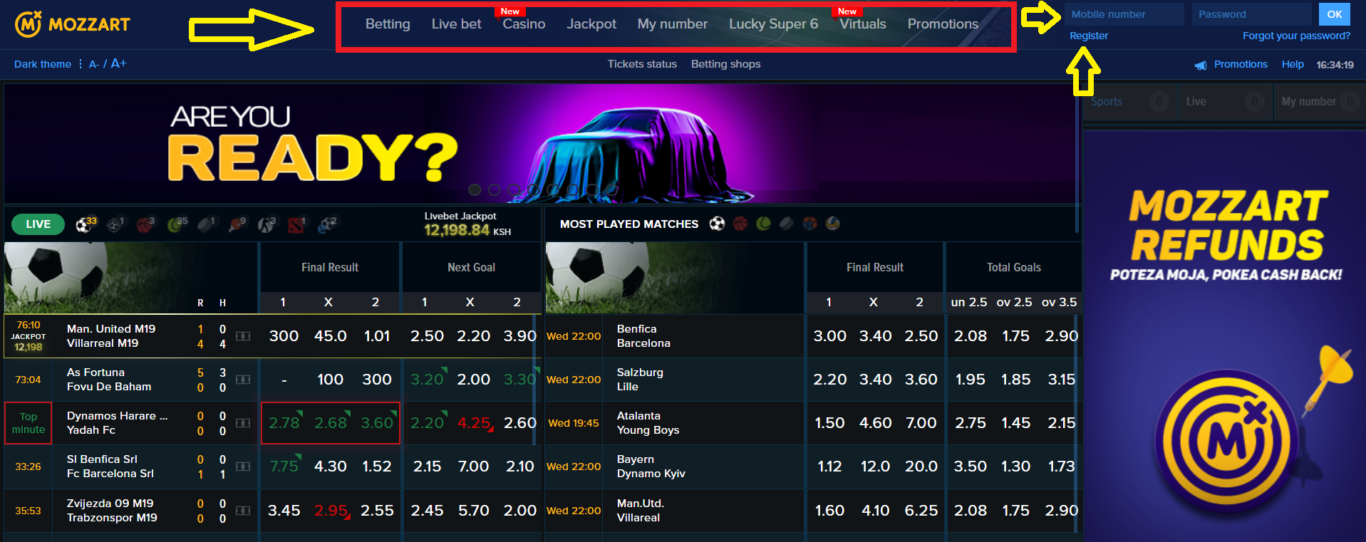 Mozzart bet Kenya register via website